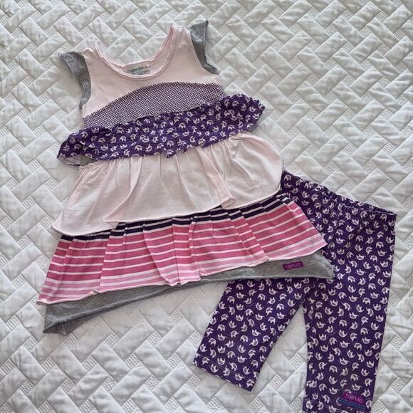 Hard to find Naartjie Elephant 2pc top bottoms outfit ruffle purple 18-24 month - Picture 1 of 4